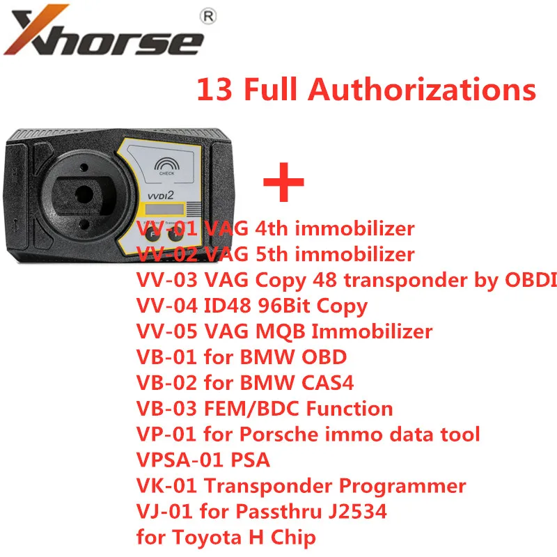 Оригинальный Xhorse V6.7.0 VVDI2 Commander ключевой программист для Audi/для BMW/для Porsche 13 полное