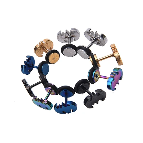 2 шт./пара нержавеющей стали модные женские пирсинговые серьги Унисекс серьги-гвоздики модных украшений подарки 5 цветов на.