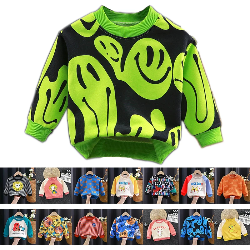 

Spring Autumn Boy Girl Fashion Striped Pullovers Shirt 1-8 Years Kid Cartoon Sweater Child Casual Streetwear Clothes Wholesales