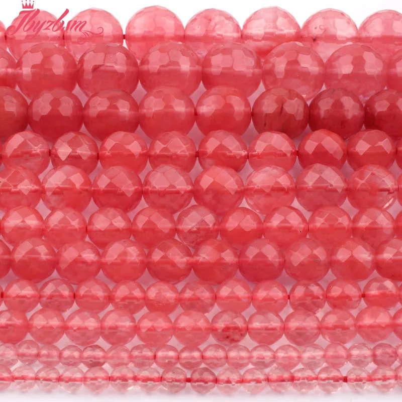 Круглый граненый розовый стеклянный арбузный драгоценный камень диаметром 15