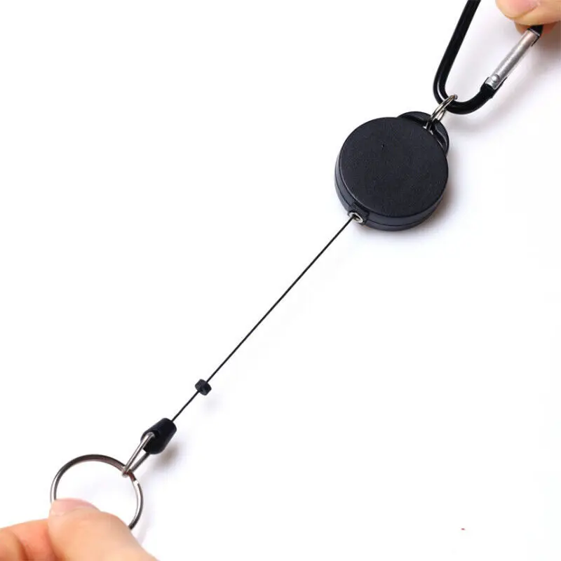 

2PCS Retractable Key Tool Reel Holder Steel Clip Chain Belt Heavy Duty Split US