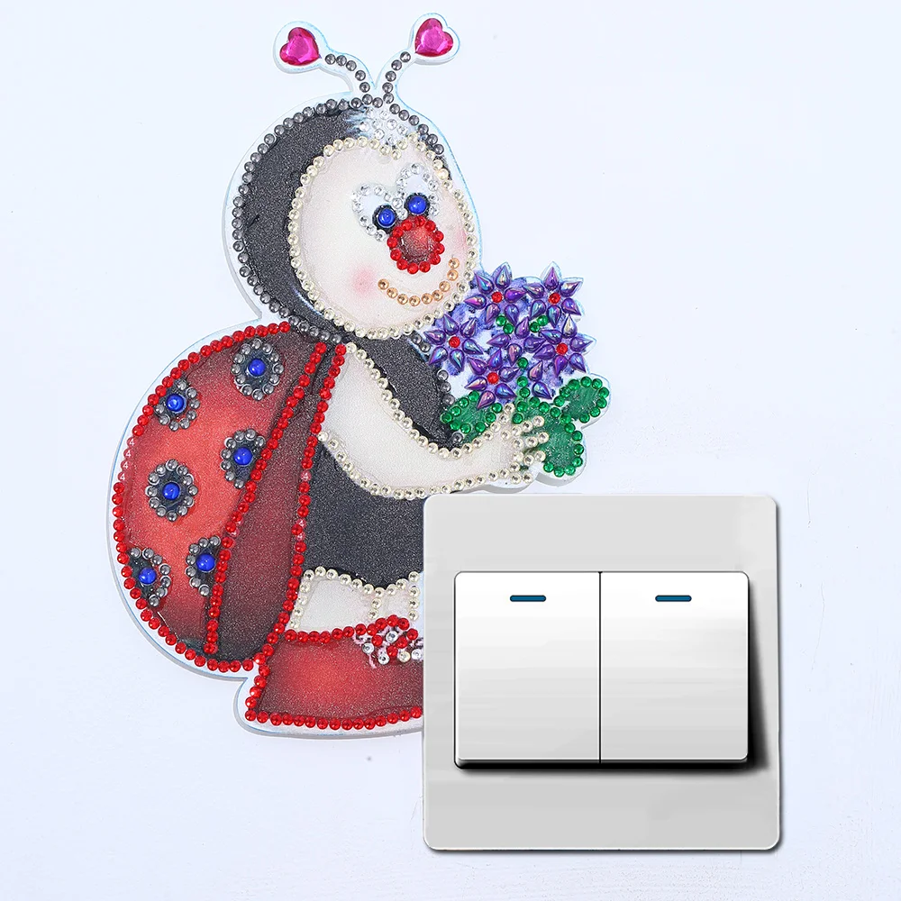 Полностью Алмазные Магнитные наклейки со стразами божья коровка украшение для