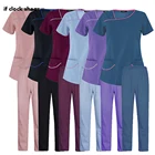 Униформа медсестры для стоматологической клиники, скрабы с коротким рукавом, женская униформа, топы и брюки для аптеки, медицинские скрабы для домашних животных, рабочая одежда