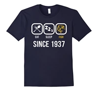 eat sleep fish since 1937 t shirt 80th birthday gift tee short sleeve discount 100 cotton t shirts brand style short sleeve