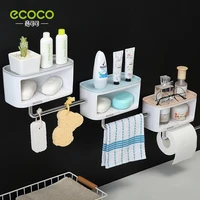 ecoco bathroom shelf shower caddy organizer wall mount shampoo rack with towel bar no drilling soap storage bathroom accessories