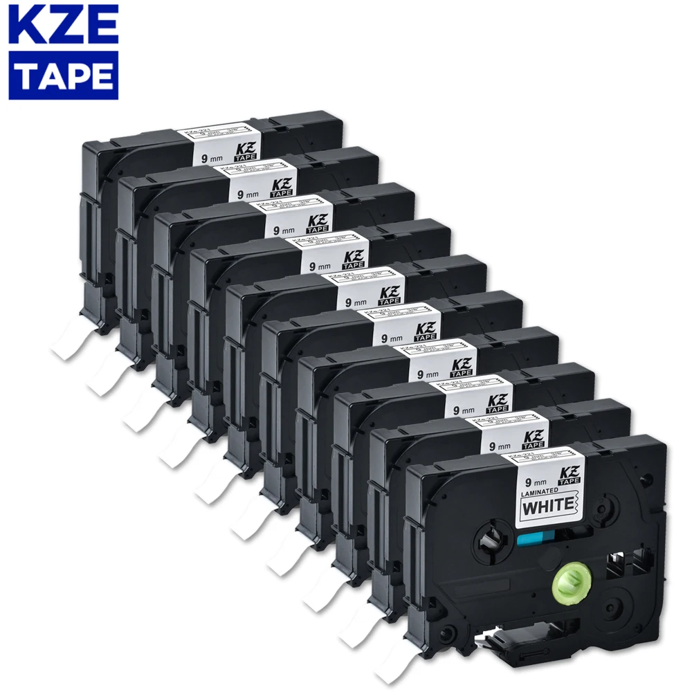 KZE 9mm 10pcs multicolor Laminated Label compatible for Brother Printer Tze121tze221/123/221 TZE-123 label tapes ribbon cassette