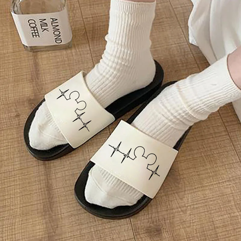 

Mickey line print summer sandals 2021 Summer New Style Korean flat slippers fashion Harajuku sandals women summer