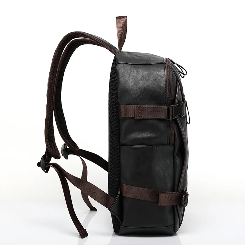 

New vintage men backpack fashion style PU leather school student bags computer bag travel backpacks