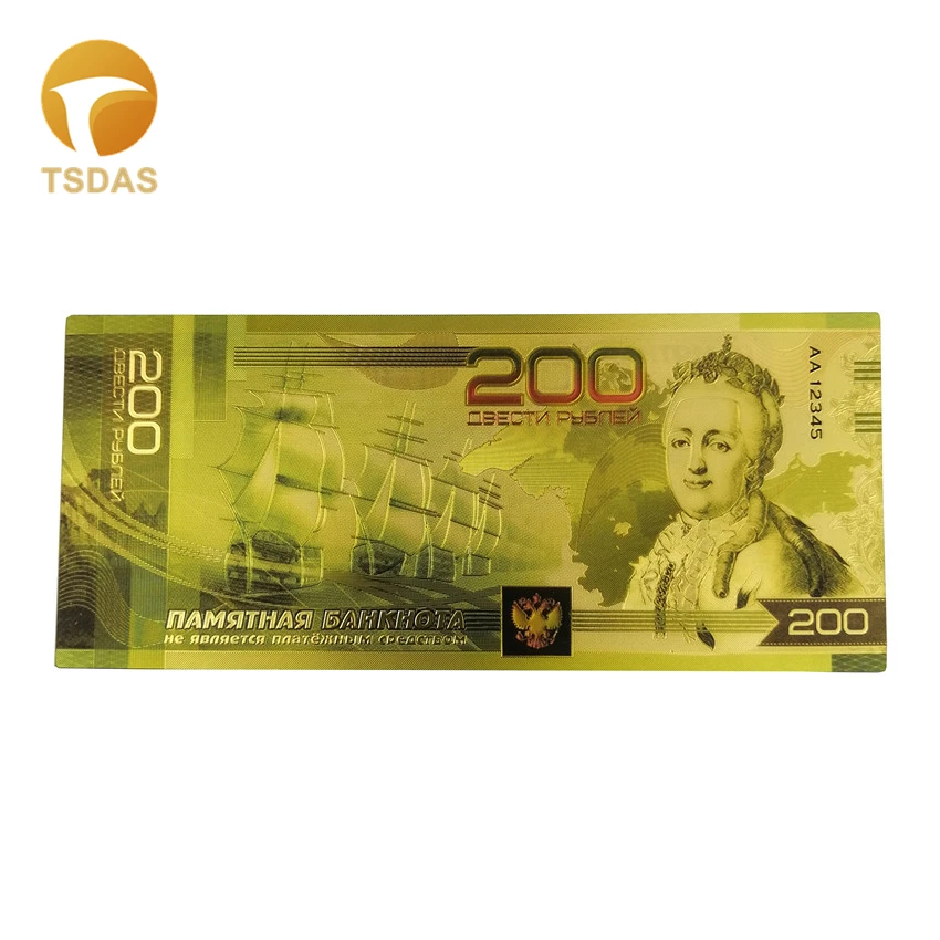 10pcs/lot 2018 New Design For Russia Gold Banknote 200 Rubles in 24k Plated Money Bills as Gifts Collection | Дом и сад