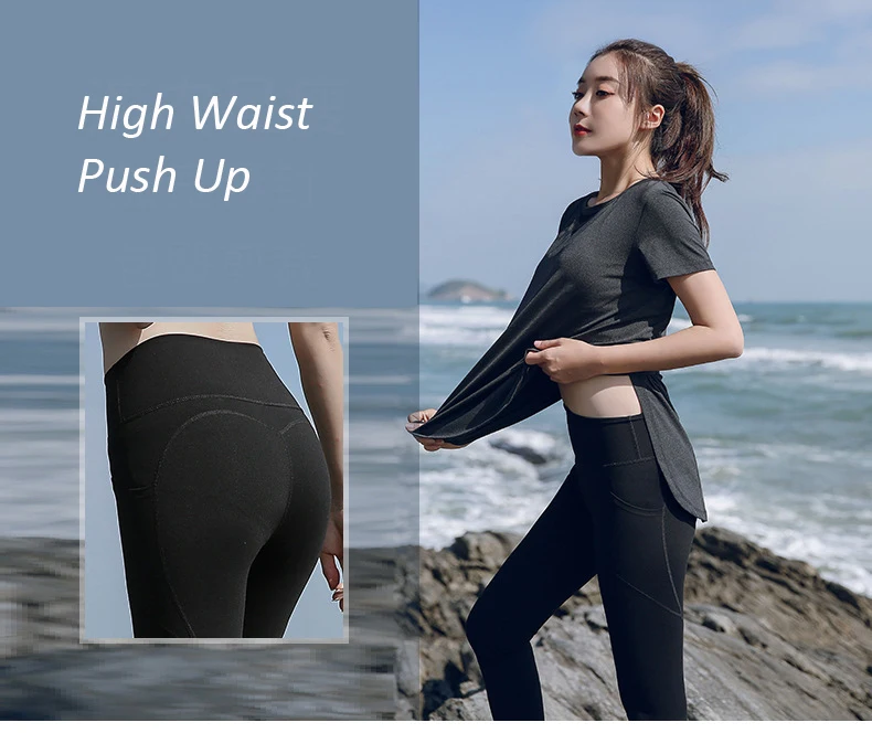 

Plus Size L-4XL Women Yoga Sets Fitness Loose Black 2PCS Suits Gym Workout Running Clothing Sportswear Sports Sets Tracksuits