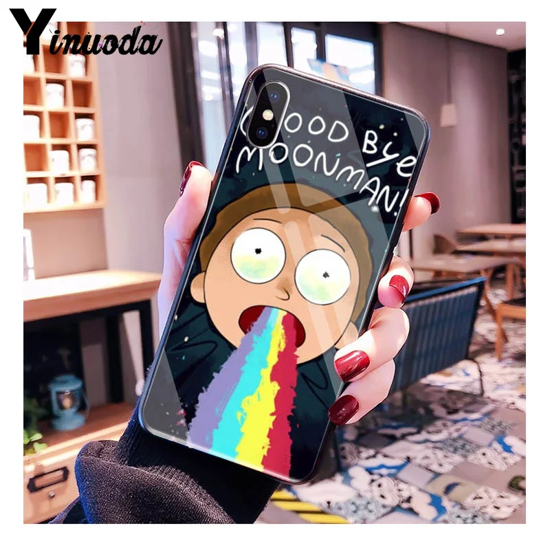 11pro MAX rick and morty мягкий резиновый черный чехол для телефона из закаленного стекла
