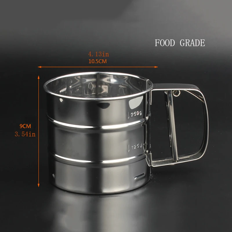 Чашка просеиватель из нержавеющей стали сито для муки сетчатая пудра ручная