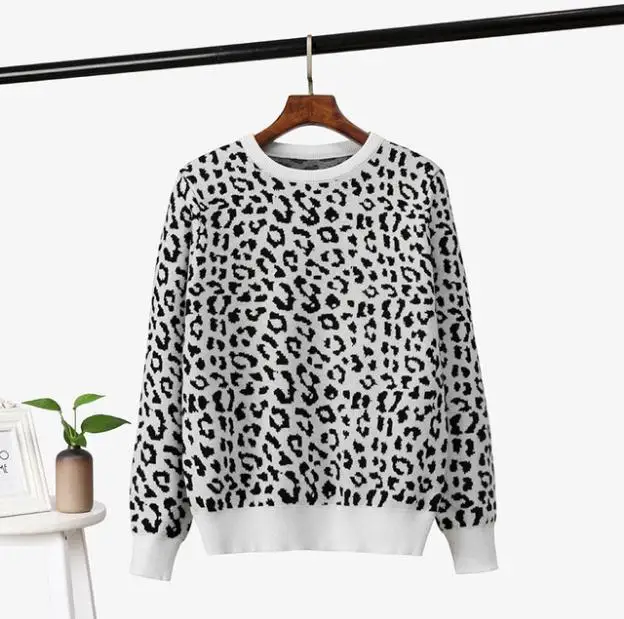 

Женский джемпер с леопардовым принтом, трикотажный жаккардовый свитер с добавлением шерсти, модель K1437 в Корейском стиле на осень и зиму