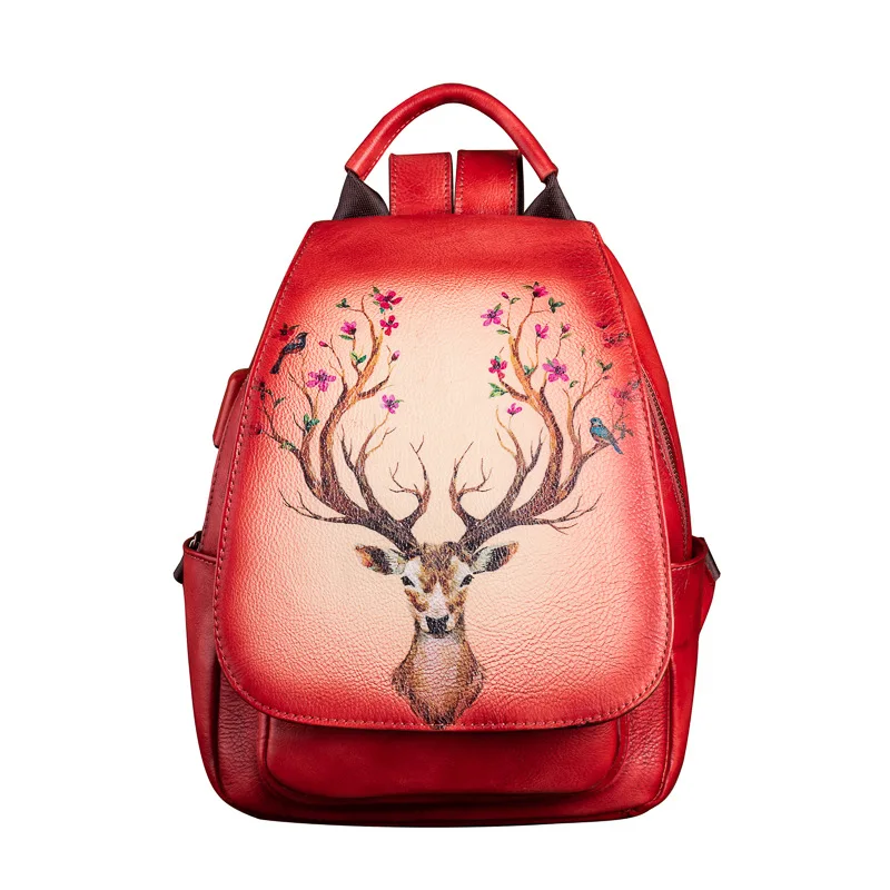 

2020 New Genuine Leather Backpack original design printed leather travel bag