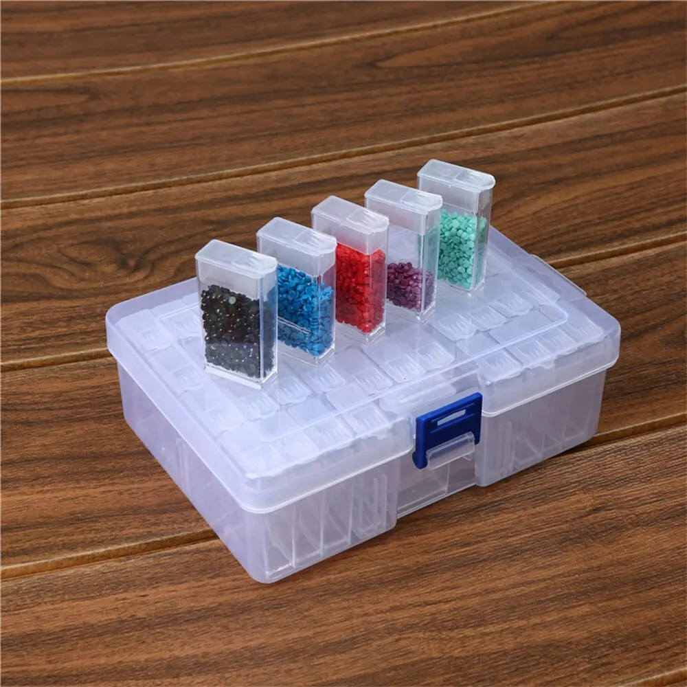 24/64 Slots Bottles Diamond Painting Storage Box Plastic Nail Art Organizer Rhinestone Beads Case Holder Container Accessories | Дом и сад