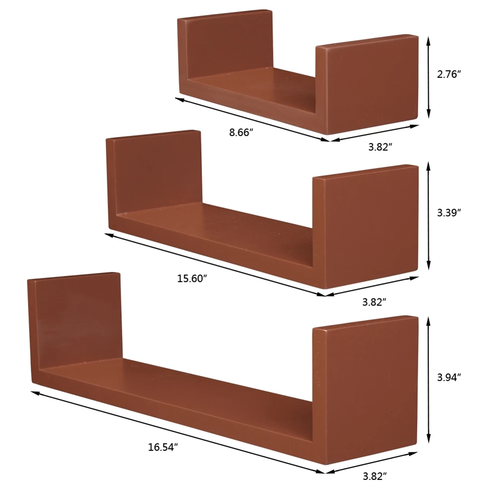 

Set of 3 Floating Display Shelves Ledge Bookshelf Wall Mount Storage Home