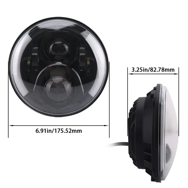 

OVOVS 7"Round Dual Color 12v Led Headlight with DRL Turn Signal Headlamps for jeep