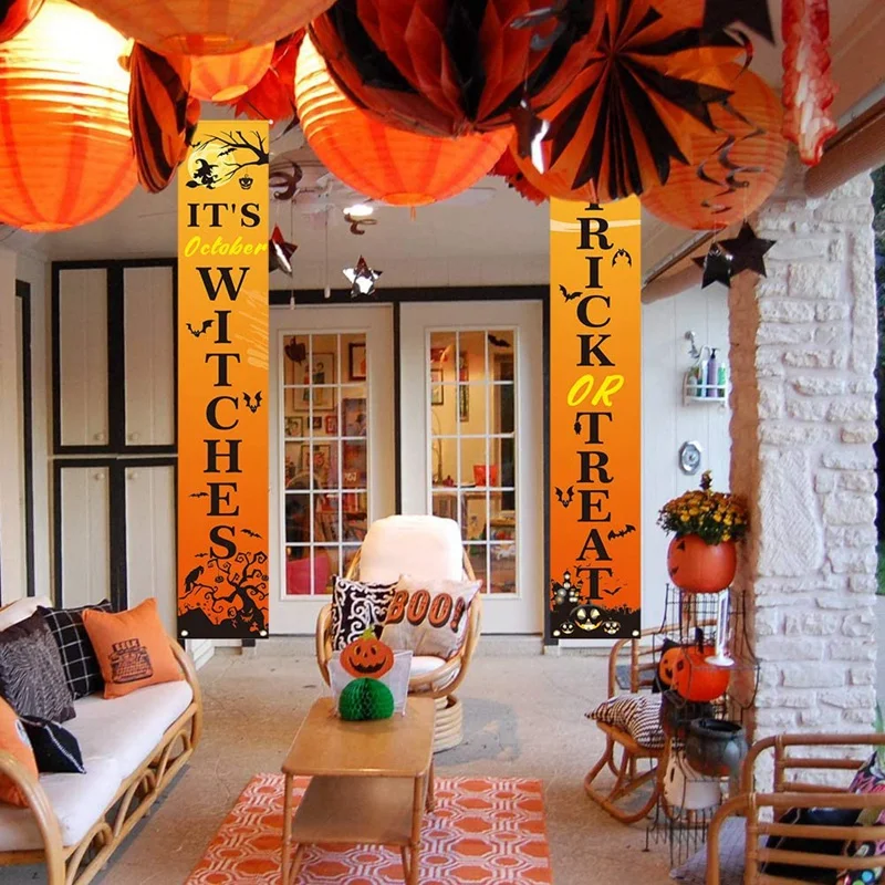 Хэллоуин украшения для баннеров трюк или лечения крыльца знаки с тыквой кошка