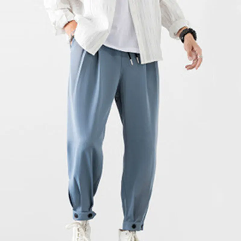 

Pockets Loose Ice Silk Long Harem Pants Women Elastic Waist Casual Cargo Pantalon Overalls Trousers Plus Size Casual