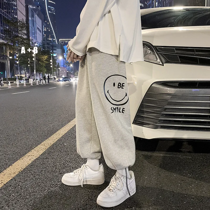 New hiphop pants in spring and autumn, men's and Korean fashion, loose wide leg drawstring leggings, leisure sports pants grrcosy maternity autumn new korean sweatshirt loose sportswear with wide leg pants fashion pregnant woman set cloth