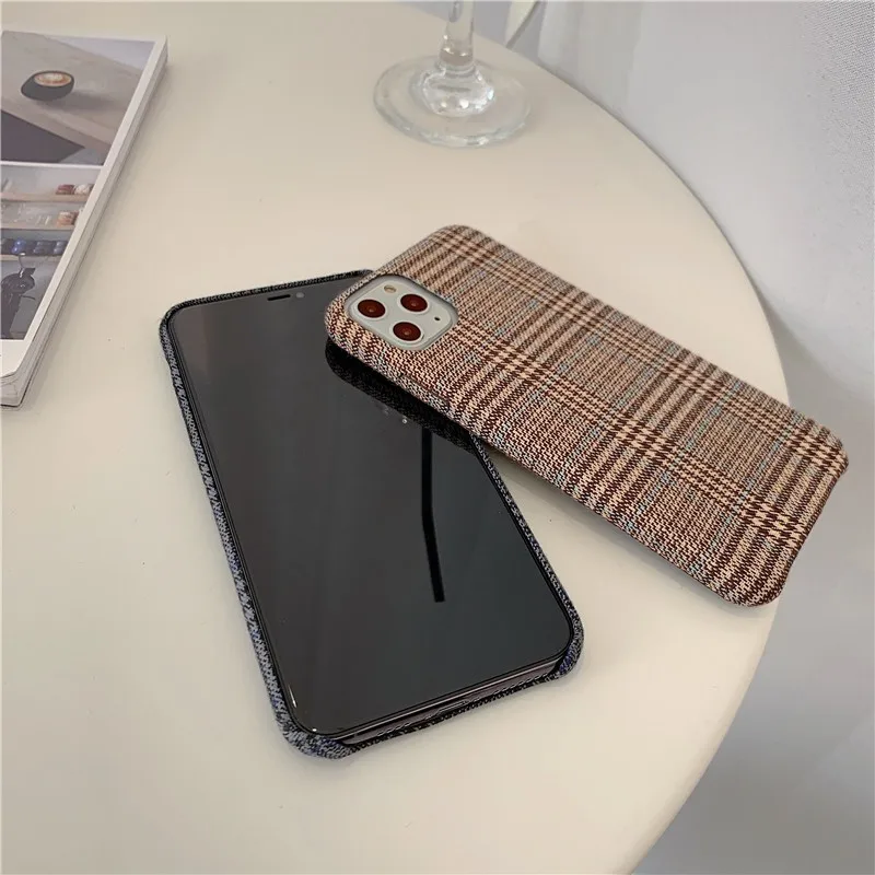 

New Vintage winter lattice girl Phone Cover Case For Iphone X 11 pro Xs Max Xr 10 8 7 Plus se 4.7 Luxury Soft Coque Fundas
