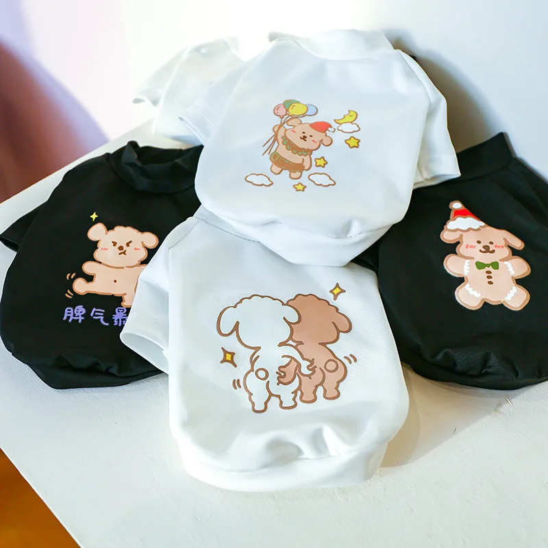 

Cartoon Animal Pet Dog Clothes Summer Soft T-shirt for Dogs Spring Small Chihuahua White Printing Puppy Boy Girl Ropa Para Perro