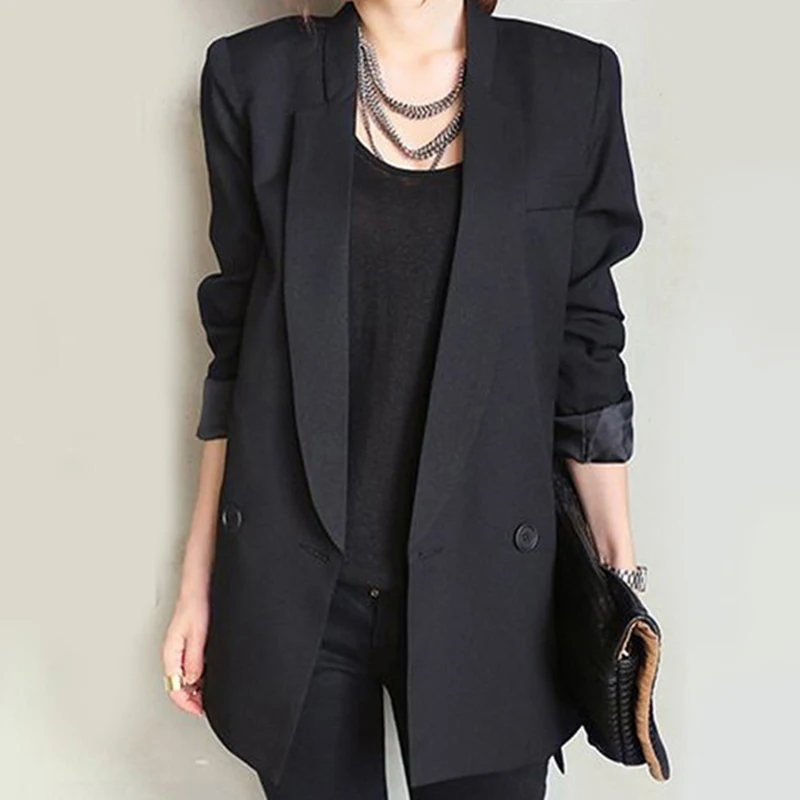 Женская куртка черная однотонная с прямым и гладким воротником | одежда