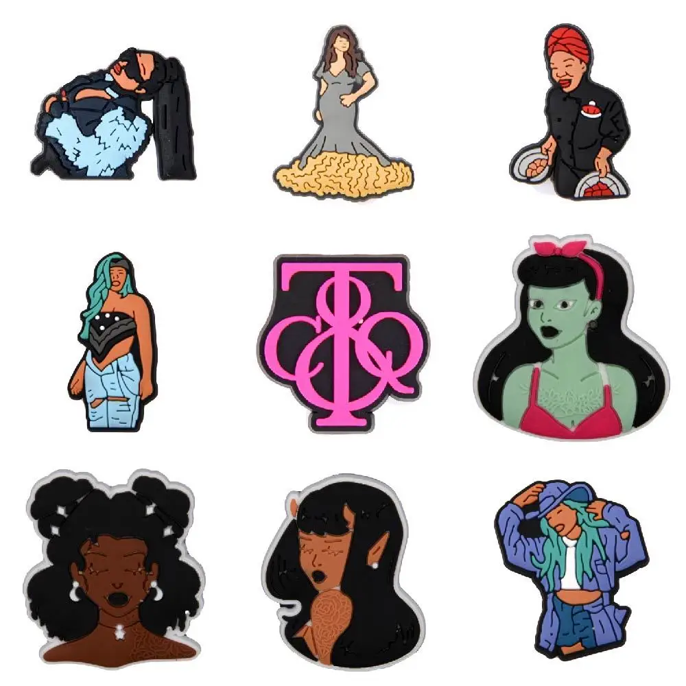 New Custom PVC Croc Shoe Charms Popular Celebrity Singer Clog Shoes Accessories Famous Superstar Actress Wristband Decorations