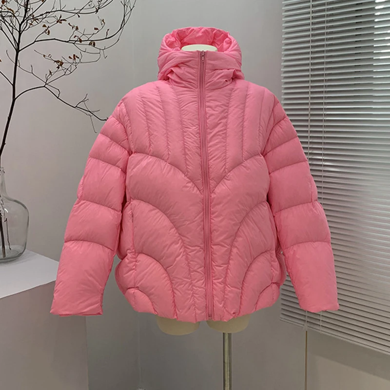 Fitaylor зимний теплый светильник с капюшоном короткая куртка перьями Женская на