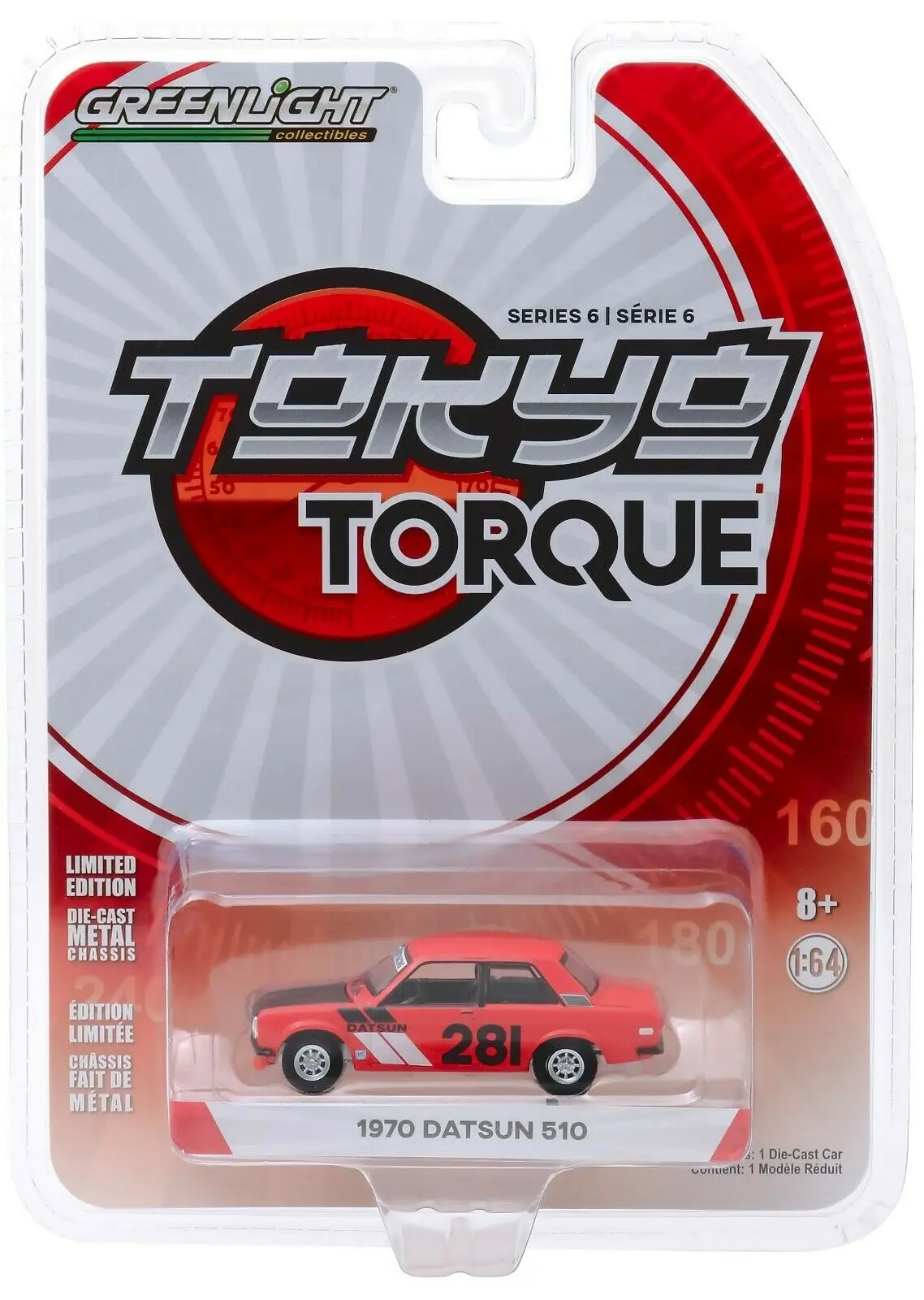 Модель автомобиля модель 1:64 1970 Datsun 510 Racer #281 из сплава Литые металлические игрушки