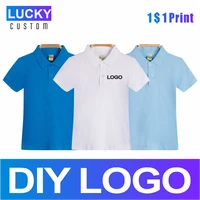 childrens 100 cotton short sleeved polo custom printed embroidered logo solid color breathable shirt