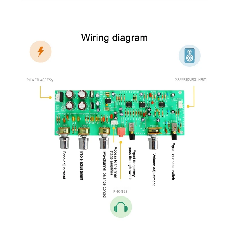 Двойной 12V DX338A Hi-Fi предусилитель тональная плата бас объем Управление доска