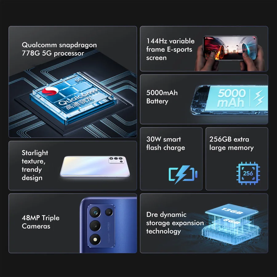 realme q3s 5g smartphone 6 6 snapdragon 778g octa core 5000mah 30w flash charge 48mp main camera android cell phones free global shipping