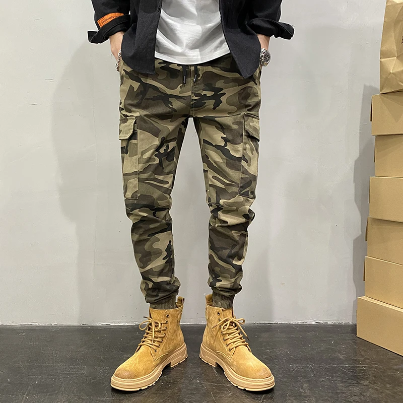 

Spring Summer Fashion Casual Men Jeans Big Pocket Leisure Cargo Pants Military Camouflage Ankle Banded Pants Men Hip Hop Joggers