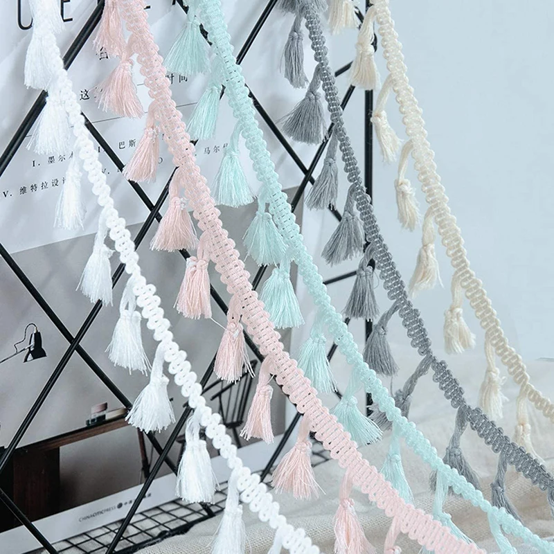 

1 yards Lace Trim Sewing Ribbon Tassel Fringe Cotton DIY Multicolor Handmade Lace Trimming for Clothes Sewing Crafts Accessories