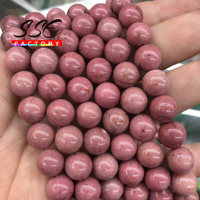 

Top Red Rhodonite Stone Beads Natural Rhodochrosite Round Loose Beads Diy Bracelet Accessories For Jewelry Making 4 6 8 10MM 15"
