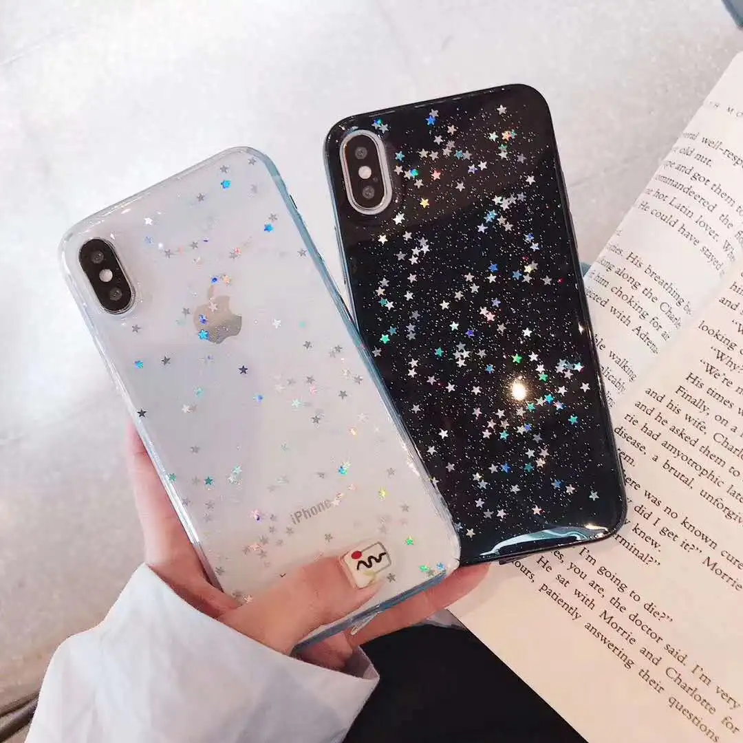 Эпоксидная задняя крышка со звездами для iPhone 6s X XS Max Xr 7 plus 8 11 Pro MAX полноразмерный