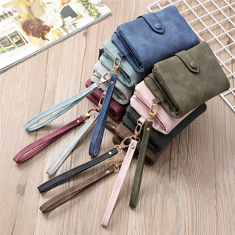 

New Leather Women Wallet Hasp Small And Slim Coin Pocket Purse Women Wallets Cards Holders Luxury Brand Wallets Designer Purse