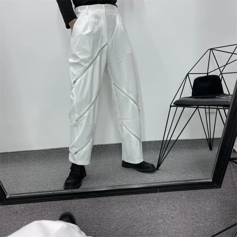 Men's Suits Straight Pants Spring And Autumn New Multiple Zipper Decoration Personality Leisure Loose Pants