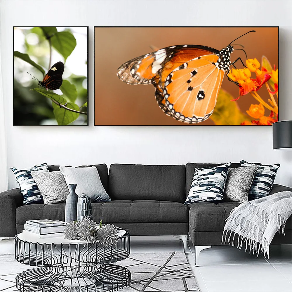

Animal Landscape Wall Art Canvas Painting for Baby Kids Room Decoration Canvas Prints Wall Pictures Orange Black Butterfly