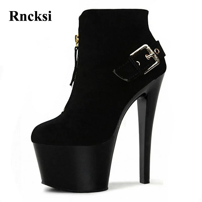 

Rncksi Spring Lady Party 17cm High Heels, Thick Roots, Zipper, Pole Dancing Boots, Sexy High Boots Women Ankle Boots Shoes