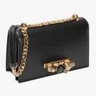 Сумка-мессенджер из натуральной кожи, с кристаллами и бусинами