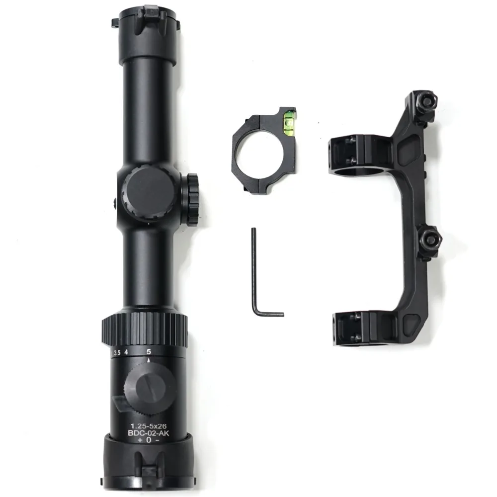 SKWoptics 1,25-5x26A тактические оптические Прицелы Охотничьи для АК AR, M4 прицел калашникового прицела BDC Сетка 30 мм цельное крепление