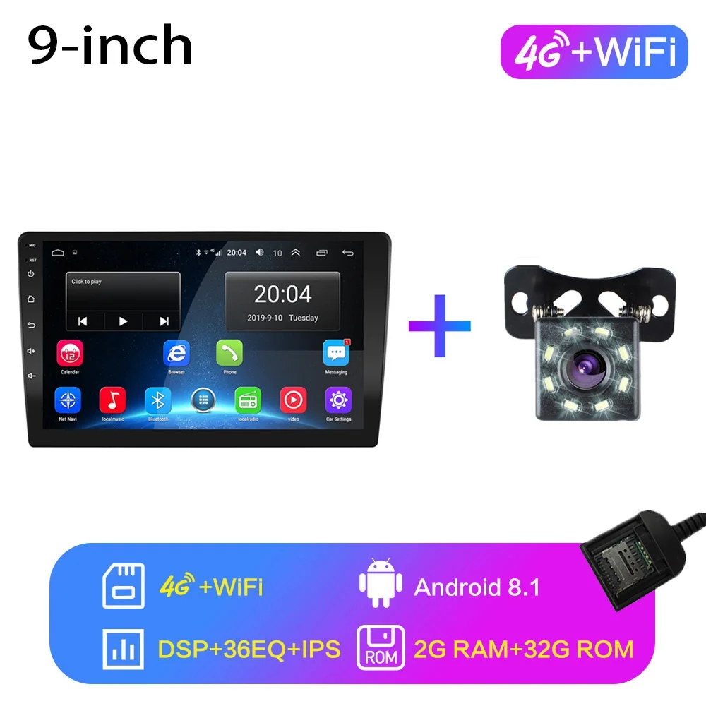 4G-WIFI 2G-32G 2G+ 32G 2din Android 8,1 GO Автомобильный мультимедийный видео плеер 9 дюймов универсальный автомобильный Радио gps навигация wifi плеер, без DVD - Цвет: 4G-WIFI 2G-32G