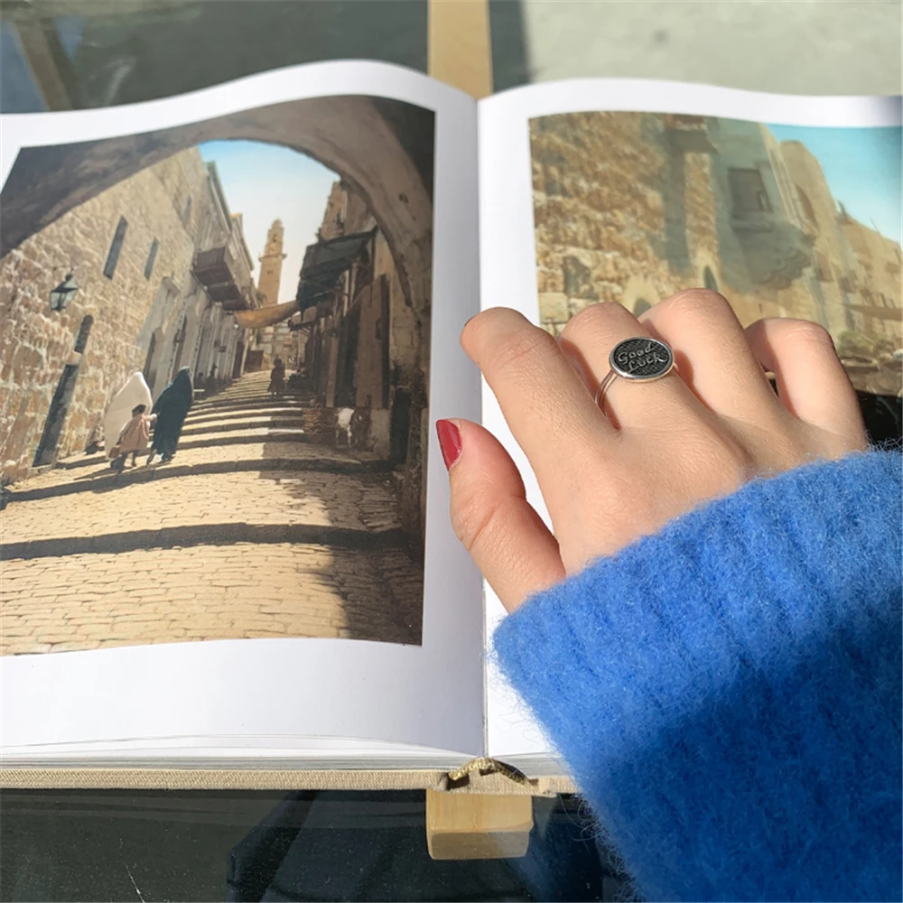 Оптовые винтажные Регулируемые кольца средней длины с буквами в стиле ретро для