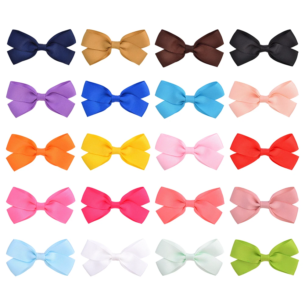 20 шт./лот 3 2 дюйма Твердые банты для волос с зажимом ленты заколки девочек детские