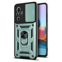 luxury magnetic ring holder phone case for xiaomi redmi note 10 s 9 8 t pro mi 11 5g poco slider camera privacy protection cover