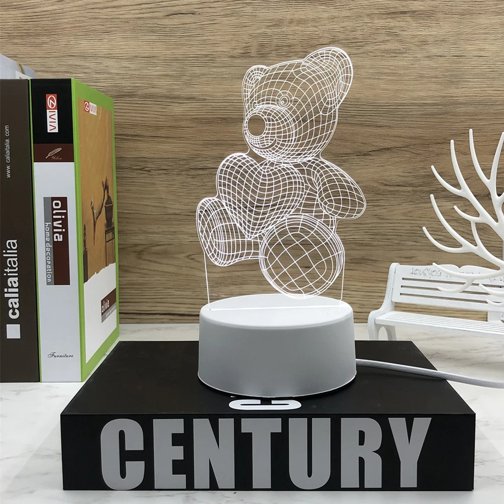 Акриловые светодиодные 3D Ночной светильник маленький тумбочка ко дню рождения