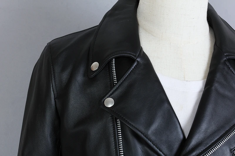 

2021 Fashion Slim Fit Mens Turn-down Collar Sheepskin Motorcycle Jacket Men Spring and Autumn Genuine Leather Coat