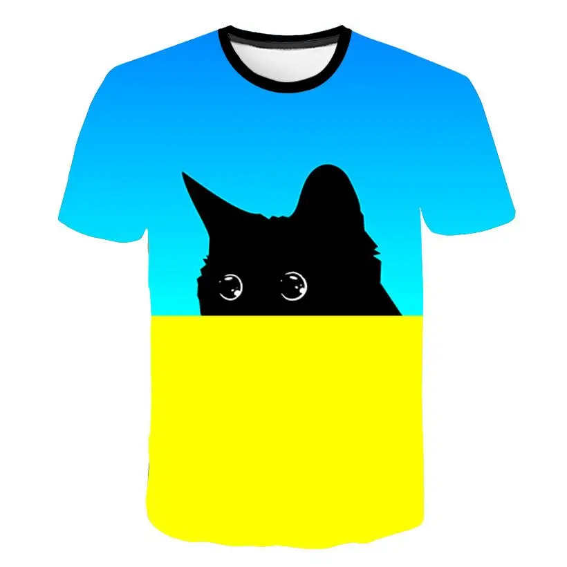 

Summer 2021 new men's and women's same T-shirt cute cat 3D printing printing fashion personality T-shirt soft texture casual top